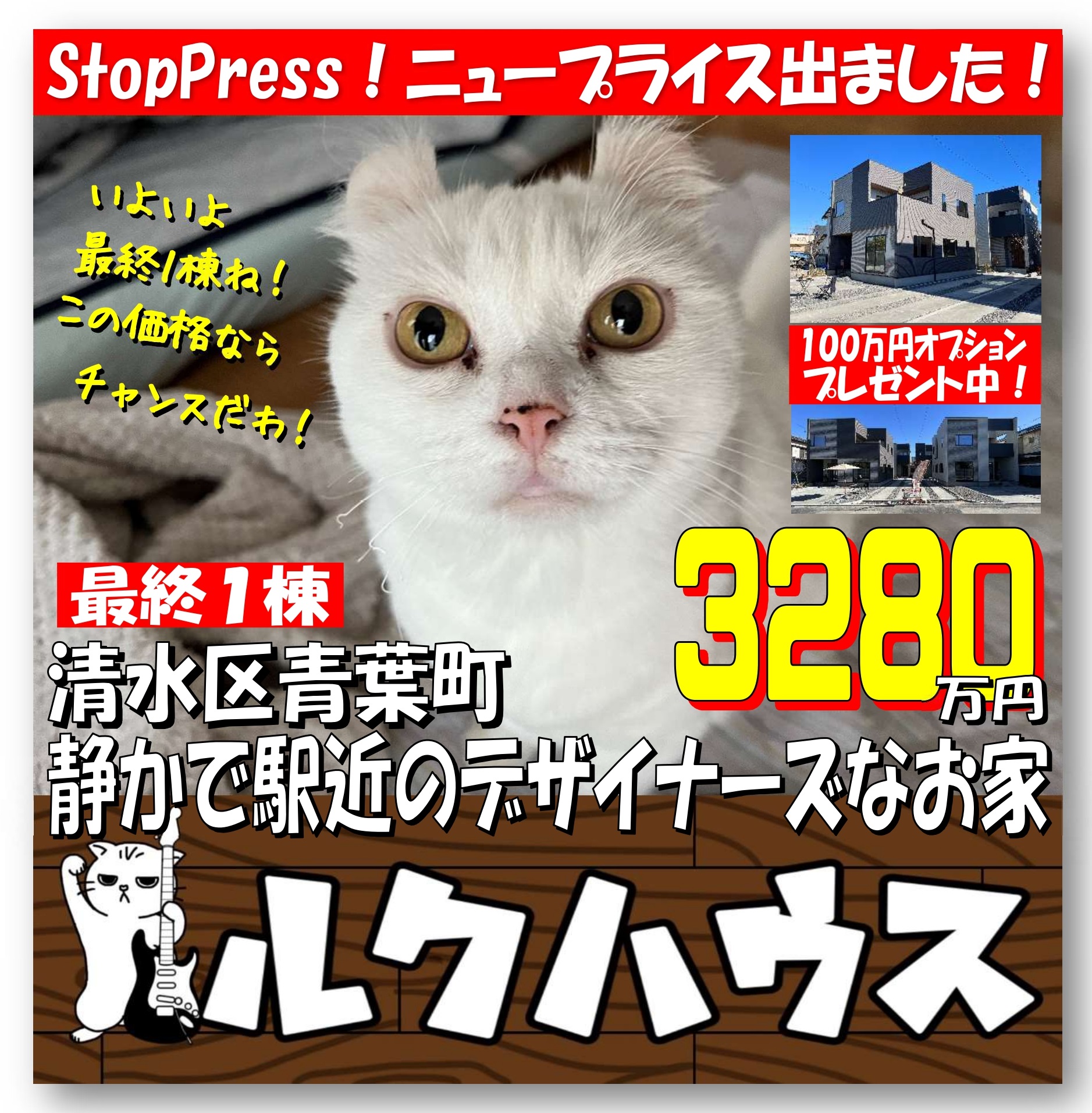 ■StopPress！ニュープライスは3280万円■　清水区青葉町・静かで駅近のデザイナーズなお家A号棟